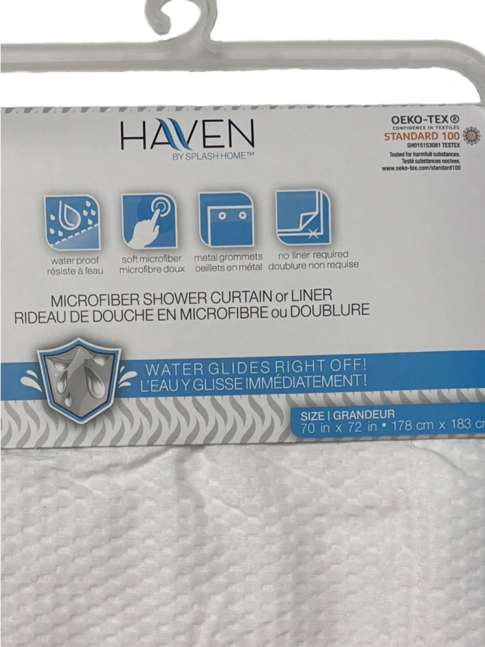 Splash HAVEN White Microfiber Shower Curtain or Liner - Picture 2 of 5